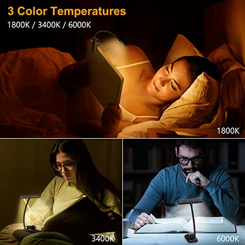 Gritin 19 LED Book Light, Reading Light Book Lamp for Reading at Night with Memory Function, 3 Eye-Protecting Modes -Stepless Dimming, Long Battery Life, 360° Flexible Book Light for Bed,Tablet