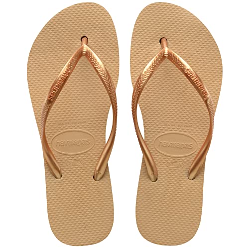 Havaianas Women's Slim Flatform Flip-Flop, Golden, 7/8 US