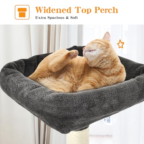 Advwin Cat Tree Cat Tower 157 cm, Multi-Level Cat Scratching Post with Cozy Hammock and Baskets, Large Cat Scratcher Furniture Climbing Play House Center for Kitten（Dark Grey）