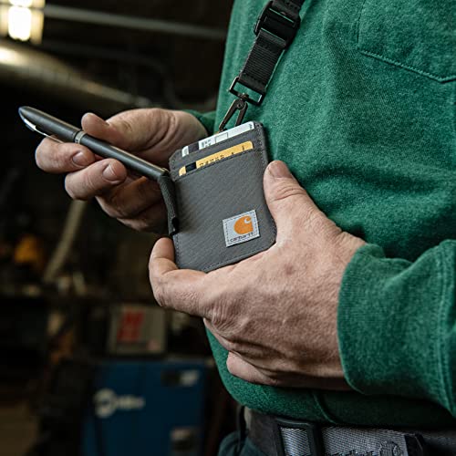 CARHARTT Unisex Adult Nylon Duck Id Holder and Lanyard, Water-Repellent Canvas Id Holder with Reflective Lanyard Wallet, Nylon Duck (Carhartt Brown), One Size US
