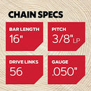 Oregon S56 AdvanceCut 16-Inch Chainsaw Chain Fits Craftsman, Echo, Homelite, Poulan, Remington