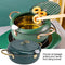 Deep Fryer Pot, 304 Stainless Steel Frying Pot with Thermometer & Lid High Temperature Resistance Nonstick Tempura Fry Pot Portable Mini Deep Fryer for French Fries Shrimp Chicken (Dark Green)