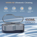 Ultrasonic Jewelry Cleaner, 450ml Professional Ultrasonic Cleaning Machine for All Jewelry-SUS 304 Tank, 45kHz Portable Household Cleaner for Gold, Silver, Eyeglasses, Watches, Rings, Dentures