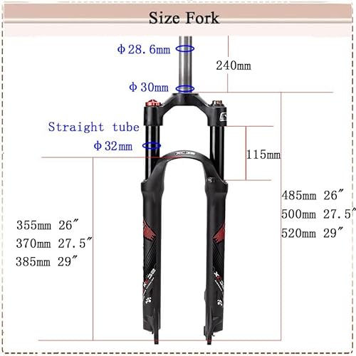 【AU Stock】 Mountain Bicycle Suspension Forks, 26/27.5/29 inch MTB Bike Front Fork, 100mm Travel 28.6mm Threadless Steerer, with Rebound Adjustment