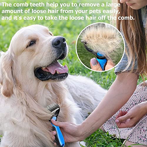 Maxzer Pet Grooming Tool - Double Sided Shedding and Dematting Undercoat Rake Comb & Brushes for Dogs and Cats, Pet Grooming Rake and Brushes for Small, Medium, Large