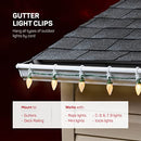 Gutter Light Clips [Set of 100] Gutter Light Clips, Hang by Cord All Type Outdoor Lights C5, C6, C7, C9, Mini, Icicle, Rope Lights. Christmas Light Clips Outdoor - No Tools Required - USA Made