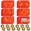 100 Pcs Chinese New Year Scratch Off Cards 2024 Year of The Dragon Fortune Cards with 25 Chinese New Year Coin Chinese Decorations Money Good Luck Charms for Party Games Good Culture (Bright Style)