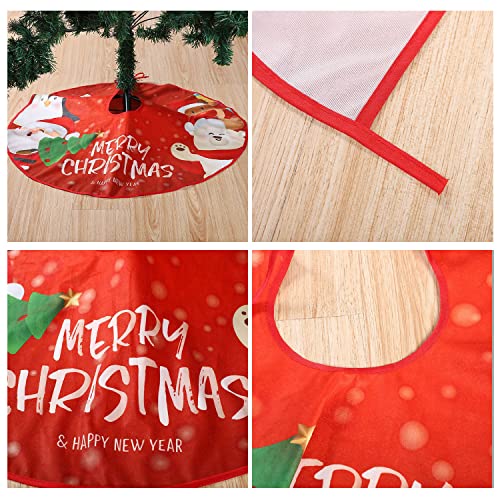 Christmas Tree Skirts Red Christmas Tree Underlay with Santa Claus Motif, Christmas Decoration Skirt, Round Christmas Tree Skirt for Christmas Tree Stand Carpet Decoration Floor Decoration