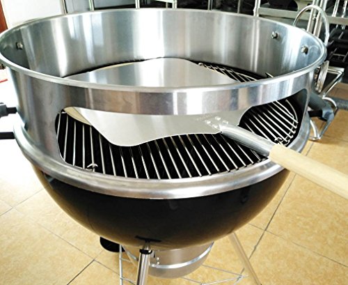 onlyfire BRK-6023 Pizza Oven Conversion Kit for 57 CM/ 22.5” Kettle Grills and Smoker, stainless steel ring with thermometer, pizza stone, aluminum pizza peel