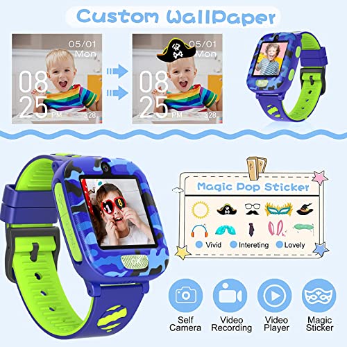 Smart Watch for Kids, Boys Girls Smartwatch HD Touchscreen Interactive Smartwatch with 14 Puzzle Games Dual Camera Music Video Audio Recording Alarm Clock for 3-15 Years Old Educational Learning Gift