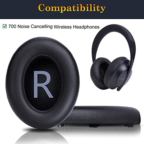 SOULWIT Replacement Ear Pads Cushions, Earpads for Bose 700 (NC700) Wireless Headphones, Softer Leather, High-Density Noise Cancelling Foam, Added Thickness - Black