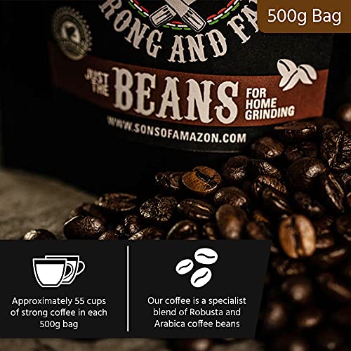 Sons of Amazon - 500g - Australia's Strongest Ground Coffee - High Caffeine Coffee Bags - Ethically Sourced - STRONG AND FAIR - Just The Beans