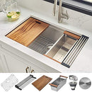 Ruvati 28-inch Workstation Ledge Undermount 16 Gauge Stainless Steel Kitchen Sink Single Bowl - RVH8309
