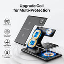 Wireless Charging Station, 3 in 1 Wireless Charger Stand, Fast Wireless Charging Dock for iPhone 15/14/13/12/11/Pro/X/Max/XS/XR/8/Plus, for Apple Watch7/6/5/4/3/2/SE, for Airpods 3/2/Pro(Black)