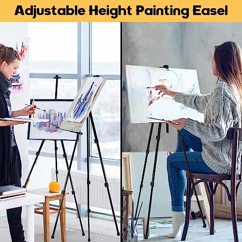 Qunclay 15 Pack Artist Easel Stand 20 to 66 Inch Adjustable Height Painting Easel Metal Tripod Easel Dry Erase Whiteboard Stand with Portable Bag for Tabletop Floor Canvas Photos Signs Displaying