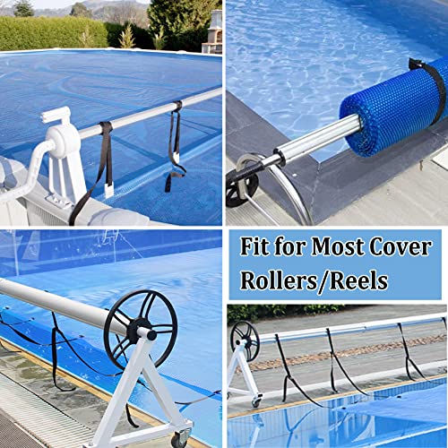 Gekufa Solar Cover Reel Strap kit, 30 Pcs Pool Solar Cover Reel Attachment  Kit for In-Ground Swimming Pool, Including 10 Straps with Hoop and Loop  Tapes, 10 Fastener Plates, 10 Buckles