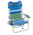 Rio Brands Beach 4-PRio Beach 4-Position Backpack Lace-Up Suspension Folding Beach Chair - Blue/Green Stripe, 24" x 24.75" x 33"