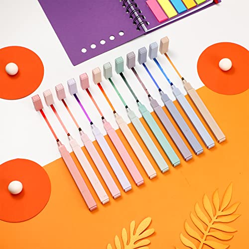 12 Pieces Aesthetic Bible Highlighters and Pens No Bleed with Chisel Tip Pastel Markers Multicolor Kawaii Stationary for Office School Supplies (Cute Style)