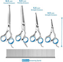 Dog Grooming Scissors Set, Safety Round Blunt Tip Grooming Tools, Professional Curved,Thinning,Straight Scissors with Comb,Grooming Shears for Dogs and Cats.