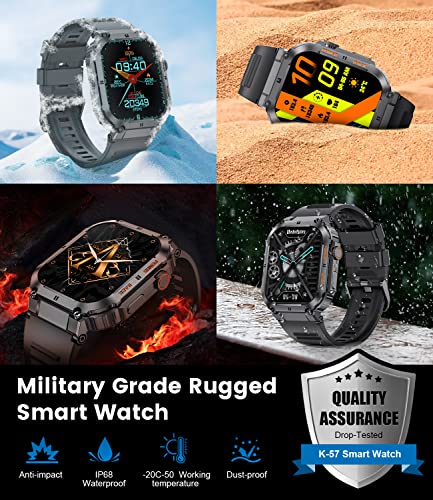 LIGE Smart Watch for Men Answer/Make Calls,400 mAh Outdoor Smart Watches with 100+ Sports Modes Heart Rate/BP/SpO2/Sleep Monitor, 2 Straps,1.96 Newest Men Smartwatch for iOS Android Black
