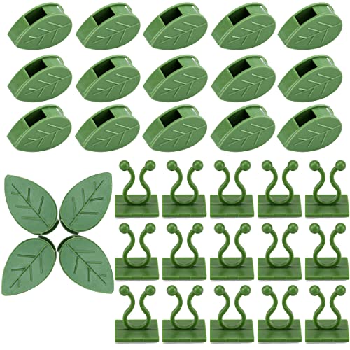 Mornajina 120PCS Plant Climbing Wall Fixture Clips Set, Including 60PCS Self-Adhesive Leaves Plant Clips for Climbing Plants, 60PCS Invisible Plant Vine Wall Clips for Indoor Outdoor Decoration