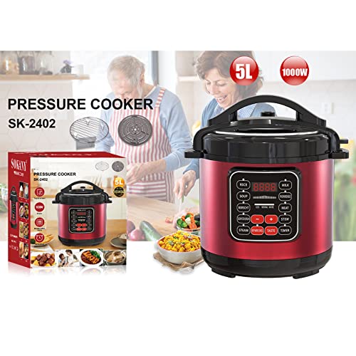 SOKANY Electric Pressure Cooker 5L, 8 Multi Function Programmable Pressure Cooker for Slow and Pressure Cooking, Browning, Saute, or Steaming, Stainless Steel