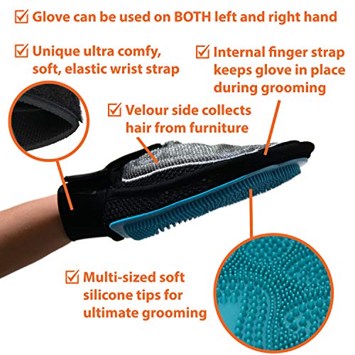 Zenify Pet Grooming Glove Luxury Dog Fur Cat Hair Remover 2-in-1 Deshedding Mitt