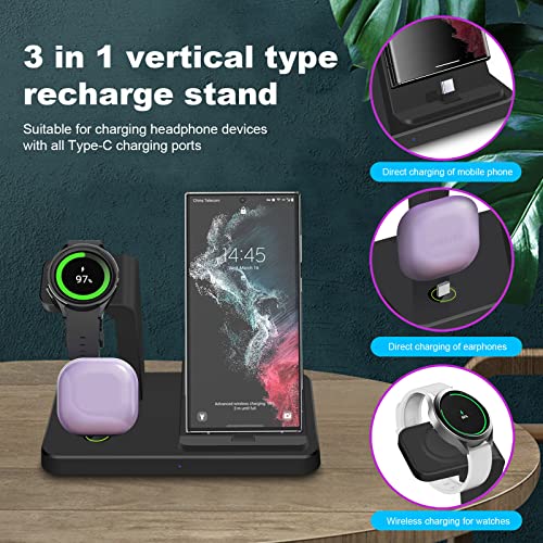 Charger Dock Compatible with Samsung Galaxy Watch,Phones,Buds,3 in 1 Fast Charging Station for Galaxy S23 Ultra/S22/S21/S20,A53/A52/A50/A33/A32/A13,Z Flip 5 /Z Fold 5/Note,Galaxy Watch 6,5,4,3,Active