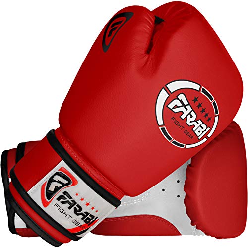 Farabi Kids Boxing Gloves Training Punching Bag Gloves Sparring Gloves for 3-8 Years Boys Girls Teen 4-oz (Red)