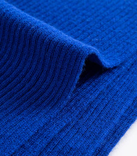 Lallier Cashmere Wool Scarf, Ultra Soft Classic Ribbed Solid Color Winter Scarf for Men and Women with Gift Box, Sapphire Blue, One size