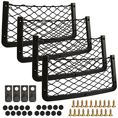 Car Campervan Storage Nets 4pcs, Elastic Mesh Van Net Pocket with Plastic Frame, Suit for Caravan Motorhome Boat Storage Solutions Accessories (Black)
