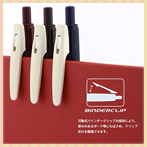 ZEBRA Sarasa Clip Gel Ink Ballpoint Pen 0.5mm, Rubber Grip, Vintage Colors, 5 Colors Set (JJ15-5C-VI)