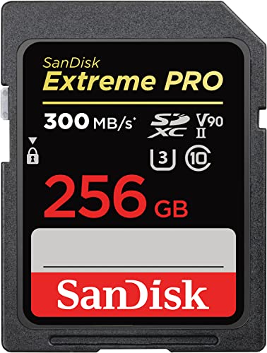 SanDisk 256GB Extreme PRO SDXC UHS-II Memory Card - C10, U3, V90, 8K, 4K, Full HD Video, SD Card - SDSDXDK-256G-GN4IN, Dark Gray/Black