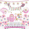 ZCOINS Unicorn Birthday Party Supplies Plates Cups and Napkins, Candy Bags,Tablecover,Banner,Bunting and Unicorn Balloons