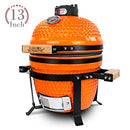 London Sunshine 13 inch Ceramic Kamado Charcoal BBQ Grill - Orange