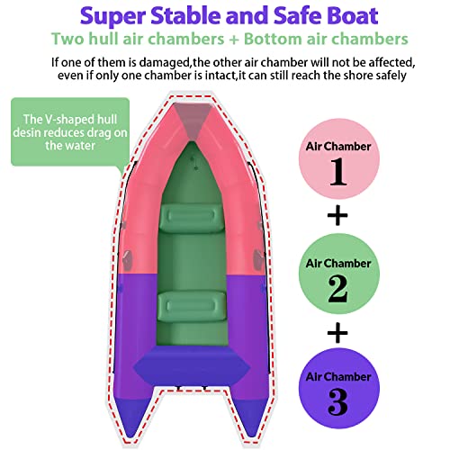 AZXRHWYGS 10 ft Dinghy Boats, 4 Persons Inflatable Boat Fishing Kayak Raft Sport Boat for Adults with Paddles Air Pump Carry Bag