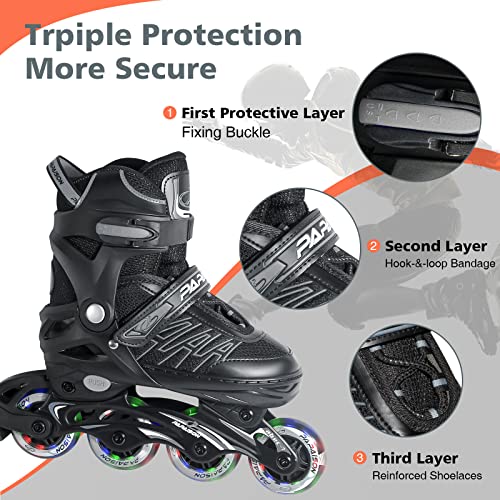 ITurnGlow Adjustable Inline Skates for Kids and Adults, Roller Skates with Featuring All Illuminating Wheels, for Girls and Boys, Men and Ladies