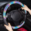 CAR-GRAND Reflective Leather Steering Wheel Cover,14.5~15 inch Universal Fit for 95% Suvs,Sedans,Vans,Trucks Unique Design for Cute Adorable Women Girly (Black)