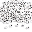 1339 Pieces 4x7mm White Round Acrylic Alphabet Letter Bead A-Z Beads with Crystal Elastic String，Loop Clasps，Plastic Storage Box and Lobster Clasps for Jewelry Making Bracelets Necklaces Key Chains