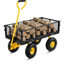 VEVOR Steel Garden Cart 408kg Heavy Duty 900 lbs Capacity with Removable Mesh Sides to Convert into Flatbed, Utility Metal Wagon with 180° Rotating Handle and 10 in Tires, Perfect for Garden