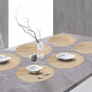 FYY Placemats, Round Placemats Set of 6 for Dining Table, Washable Round Anti-Skid Heat-Resistant PVC Table Mats Durable Stain Resistant Kitchen Table Mats, Set of 6 Gold