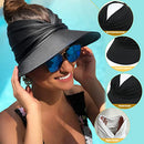 IEHOME Sun Hat for Women/Girls, with Lace Hat Clip, Wide Brim Roll-Up UV Protection Summer Beach Sunshade Visor Cap for Outdoor Swimming Golf Riding Camping Hiking (Black)