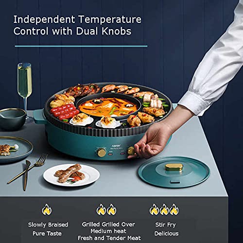 All New Electric Barbecue Hotpot Oven Grill Smokeless Hot Pot Machine BBQ (AU Plug) Green/White (Green)