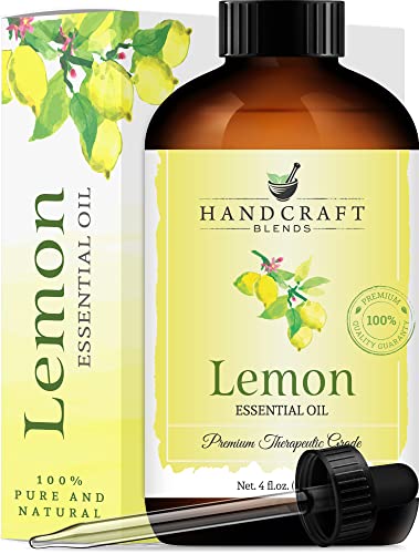 Handcraft Lemon Essential Oil - Huge 4 OZ - 100% Pure & Natural - Premium Therapeutic Grade with Premium Glass Dropper