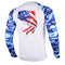 Palmyth Fishing Shirt for Men Long Sleeve Sun Protection UV UPF 50+ T-Shirts with Pocket, Largemouth Bass/Flag, X-Large