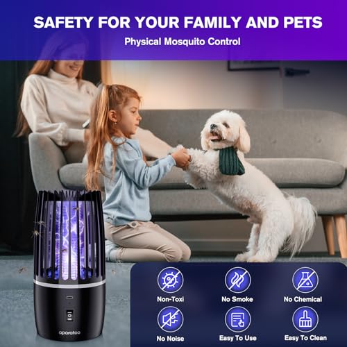 Mosquito Killer Lamp, Electric Fly Catcher,USB Rechargeable 2 in 1 Portable Bug Zapper with UV Lamp and Night Light, 360° Attract Zap Flying Insect for Indoor Outdoor Trip Camping