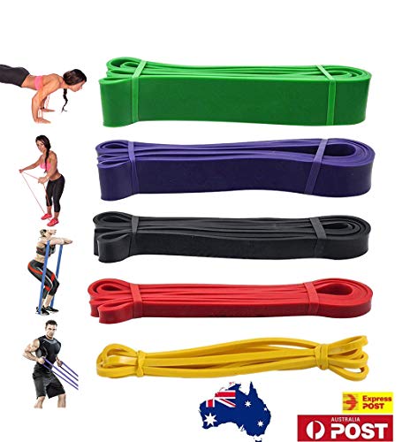 OZSTOCK® Set of 5 Heavy Duty Resistance Band Loop Power Gym Fitness Exercise Yoga Workout