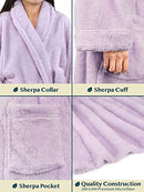 PAVILIA Premium Womens Plush Soft Robe Fluffy, Warm, Fleece Sherpa Shaggy Bathrobe, Lavender, Small-Medium