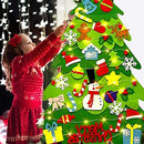 DIY Felt Christmas Tree with 32pcs Ornaments 4ft Family 3D Fake Xmas Tree with 20 LED Lights for Kids Toddlers Home Door Window Wall Christmas (Merry Christmas)