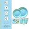 Blue Paper Plate Cup and Cutlery Set, COOVCCO 123 Pieces Golden Dot Party Dinnerware Set Includes Paper Plate Napkin Cup Straw and Tablecloth for Birthday Weddings Anniversary